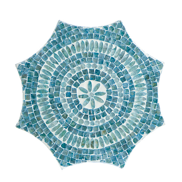 Starburst Turquoise Capiz Stool- Side Table