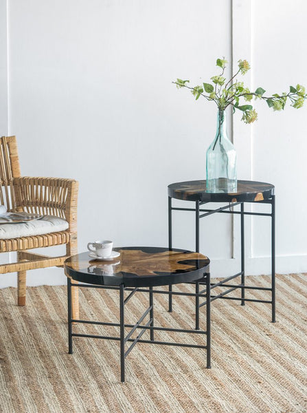 Organic Modern Teak and Black Coffee Table