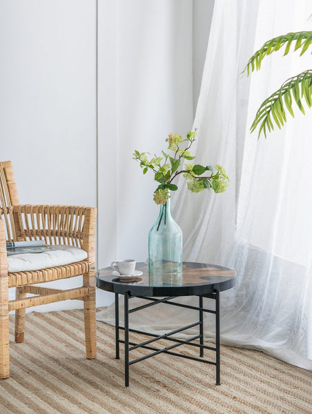 Organic Modern Teak and Black Coffee Table