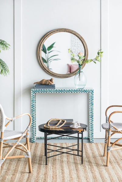 Organic Modern Teak and Black Coffee Table