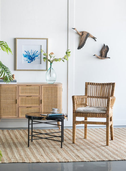 Organic Modern Teak and Black Coffee Table
