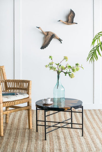 Organic Modern Teak and Black Coffee Table