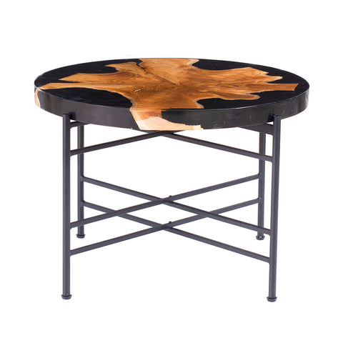 Organic Modern Teak and Black Coffee Table