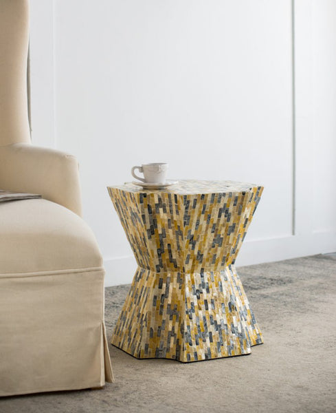 Geometric Gold and Blue Stool-Table