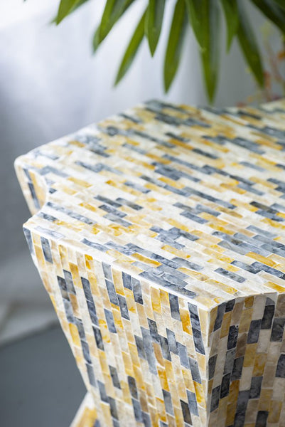 Geometric Gold and Blue Stool-Table