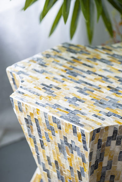 Geometric Gold and Blue Stool-Table