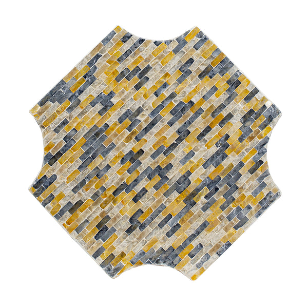Geometric Gold and Blue Stool-Table