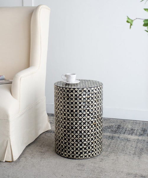 Black and Ivory Accent Stool-Table