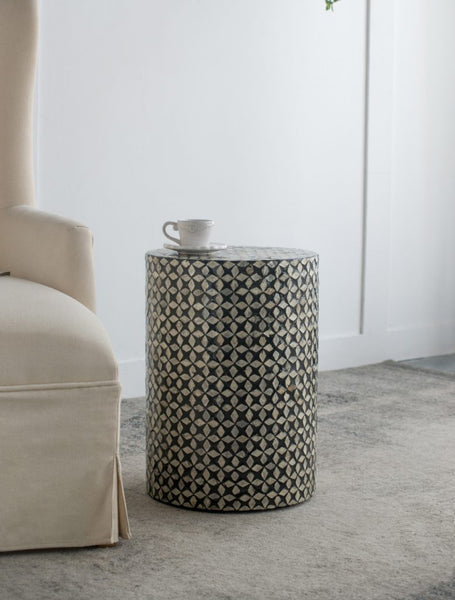 Black and Ivory Accent Stool-Table