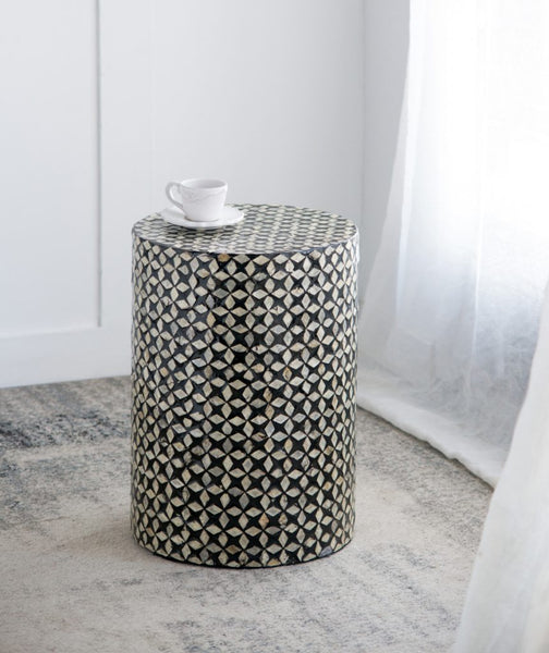 Black and Ivory Accent Stool-Table