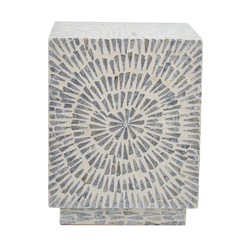 Grey Tone Capiz Stool-Side Table