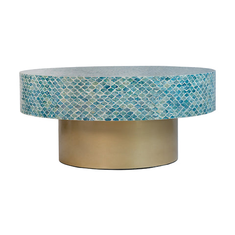 Coastal Capiz Coffee Table-Blue
