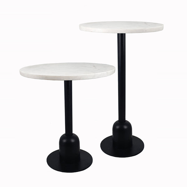 Transitional Iron and Marble Side Tables- Set/2