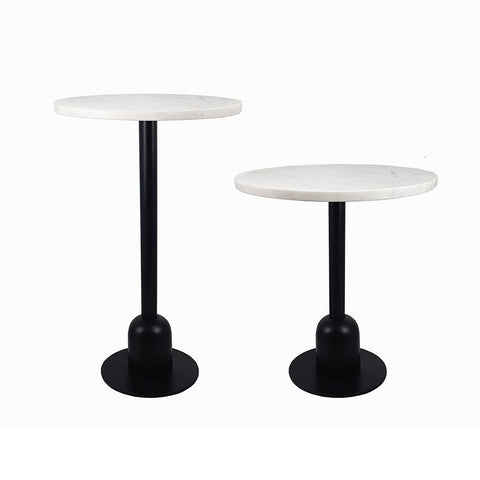 Transitional Iron and Marble Side Tables- Set/2