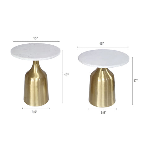 Modern Brass and Marble Side Tables - Set/2