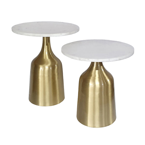 Modern Brass and Marble Side Tables - Set/2