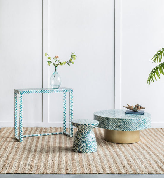 Blue and White Capiz Tables