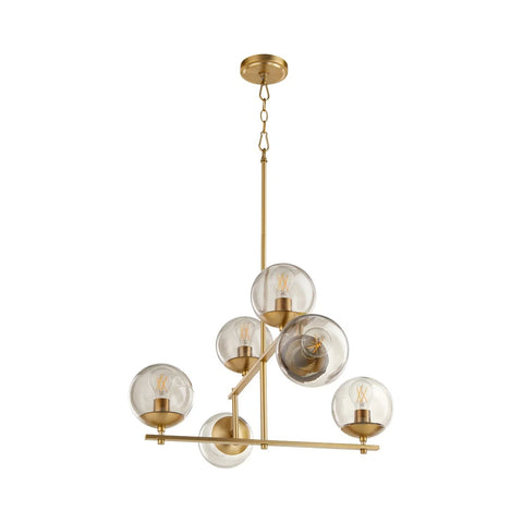 Aged Brass Six Light Chandelier