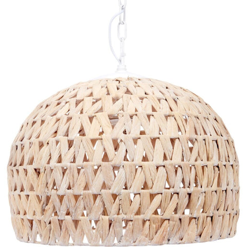 Medium White Washed Rattan Dome Chandelier