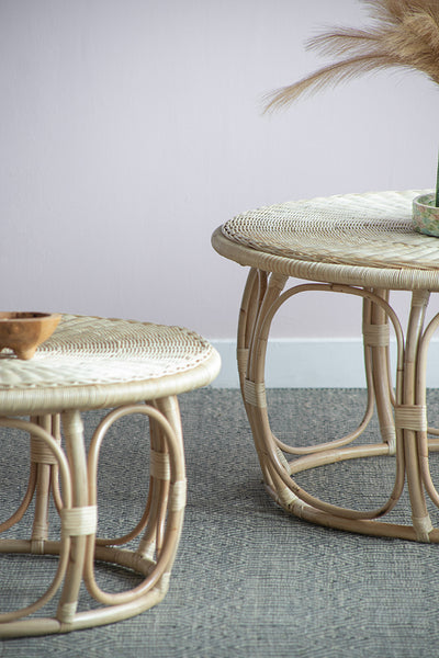 Boho Rattan Coffee and Side Table-Set/2