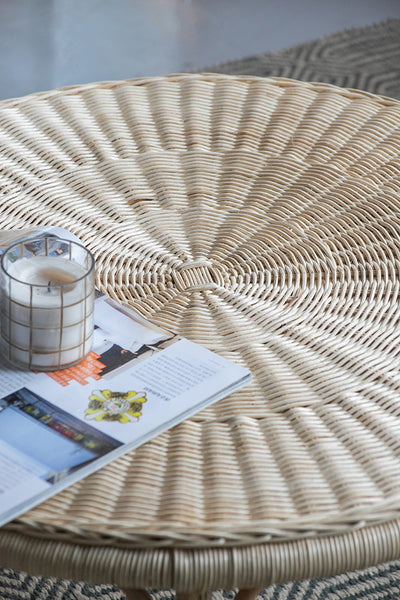 Boho Rattan Coffee and Side Table-Set/2