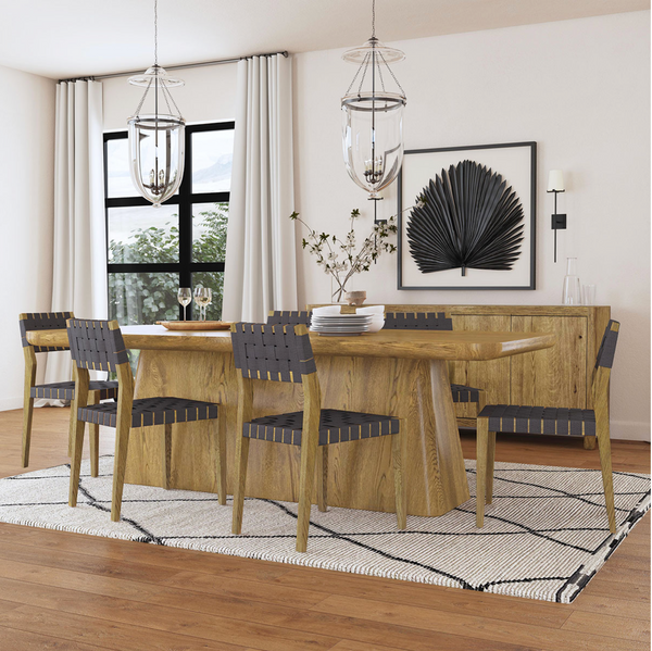 Leif Oak Veneer 95" Dining Table- Light Brown