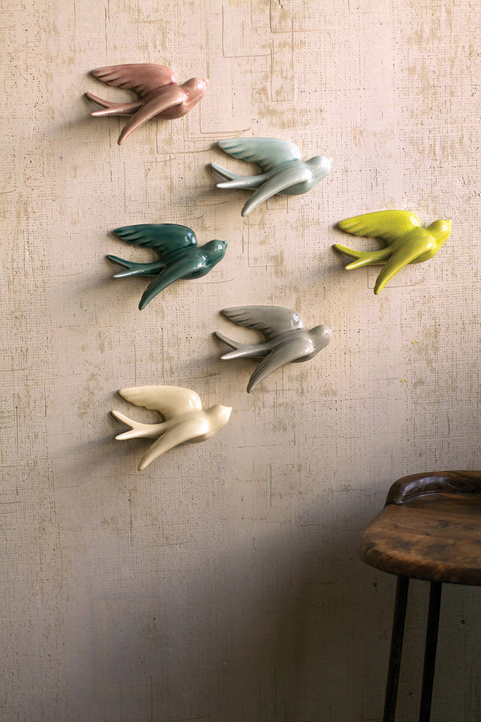 Set/6 Vintage Style Swallow Sculptures