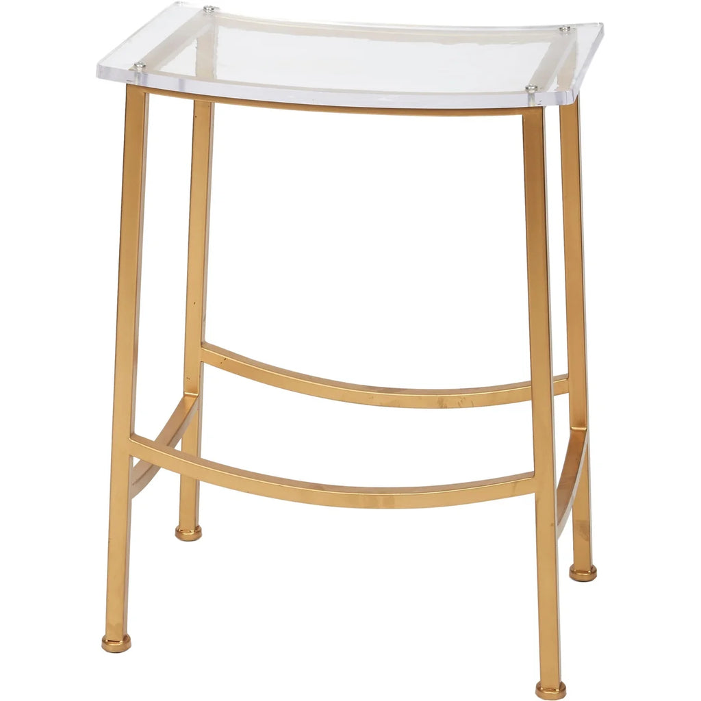 Lucite and Gold Island Bar Stool
