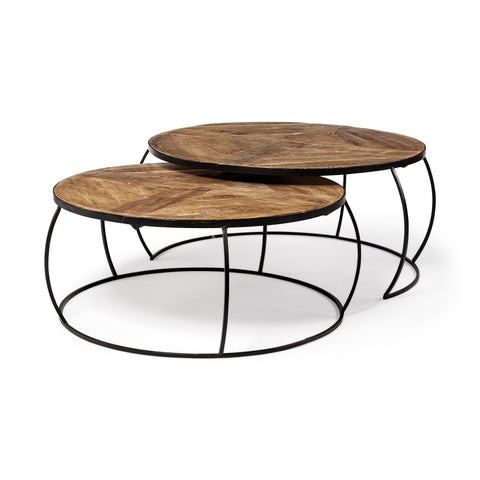 Wood and Iron Nesting Coffee Tables