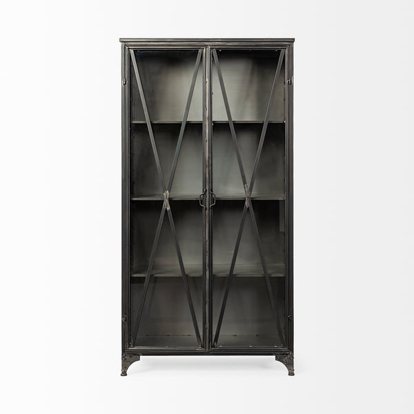 Industrial Glass and Metal Cabinet