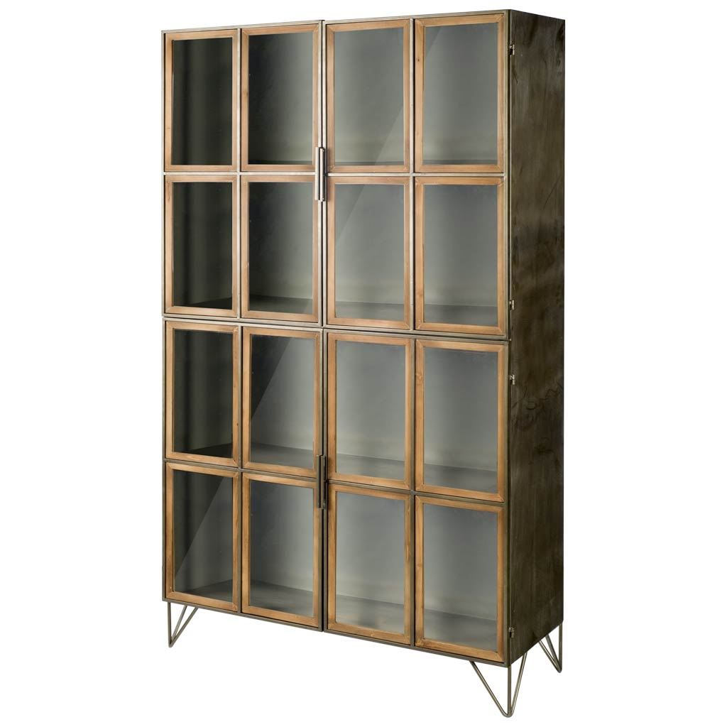 Modern Wood and Metal Tall Cabinet
