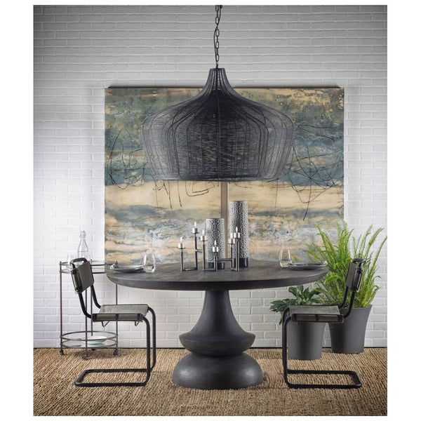 Charcoal Grey Round Wooden Dining Table