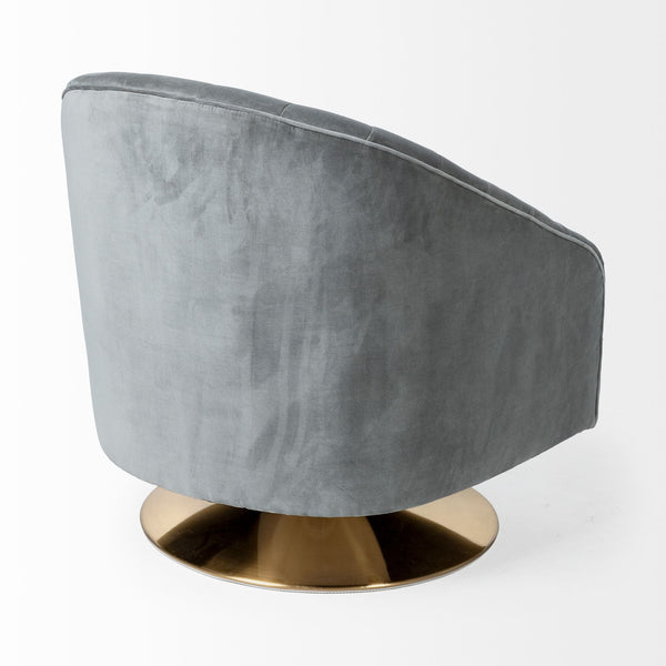 Grey and Brass Mod Velvet Chair