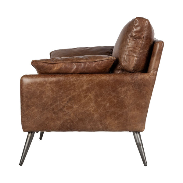 Whiskey Leather Scandinavian Armchair