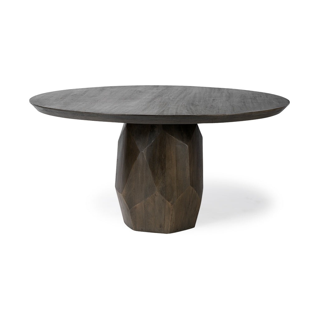 Dark Wood Carved Modern Dining Table