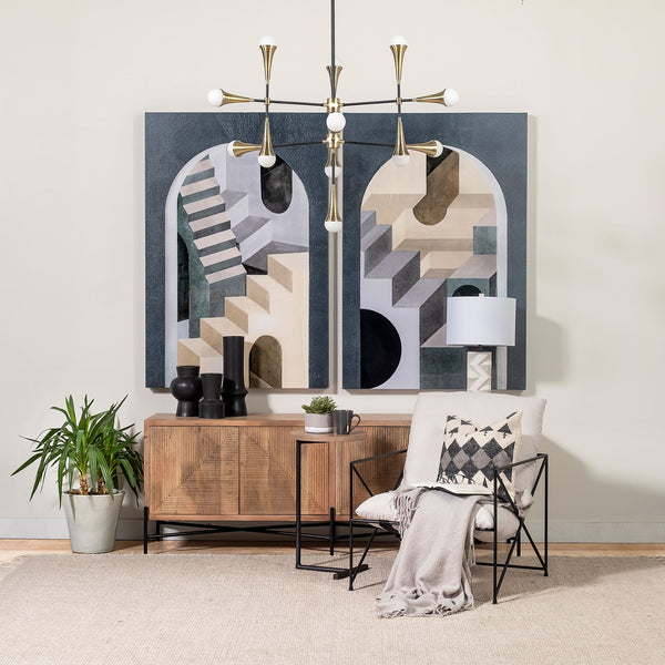 Rustic Modern Carved Wooden Cabinet