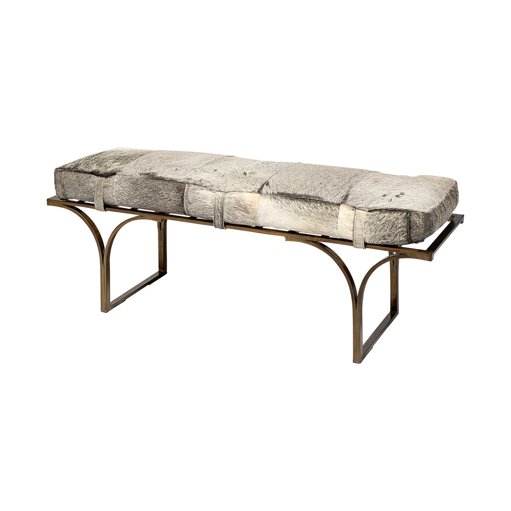 Ivory and Grey Hide Bench