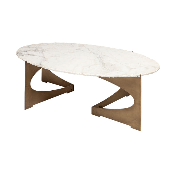 Brass and Marble Organic Form Coffee Table