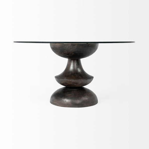 Modern Glass and Wood Scalloped Dining Table
