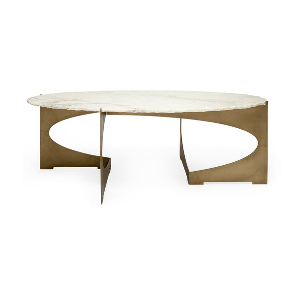 Brass and Marble Organic Form Coffee Table