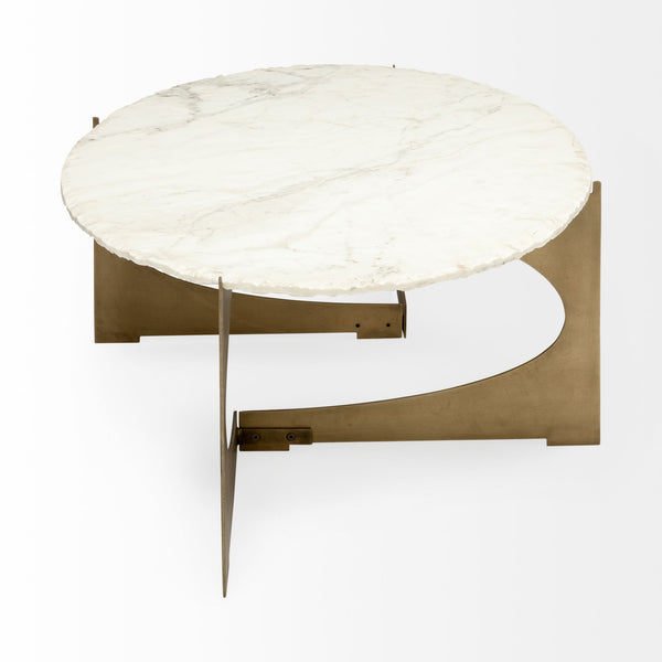 Brass and Marble Organic Form Coffee Table