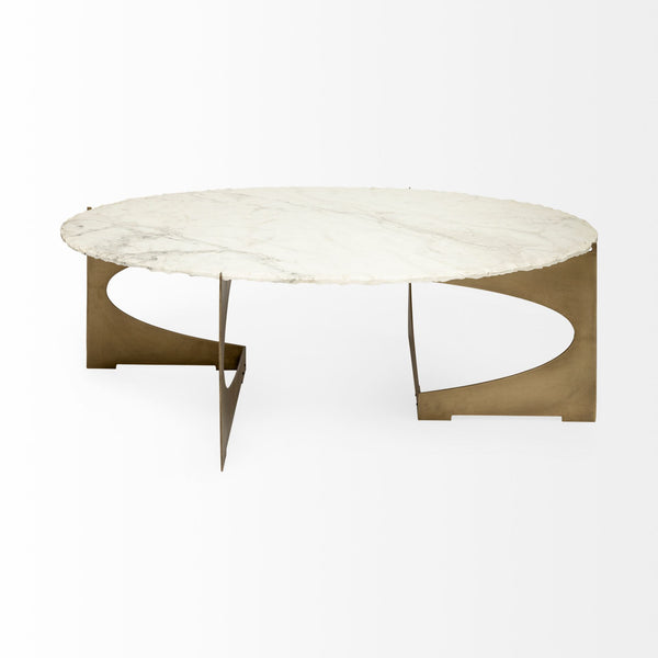 Brass and Marble Organic Form Coffee Table