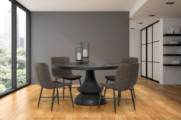 Charcoal Grey Round Wooden Dining Table