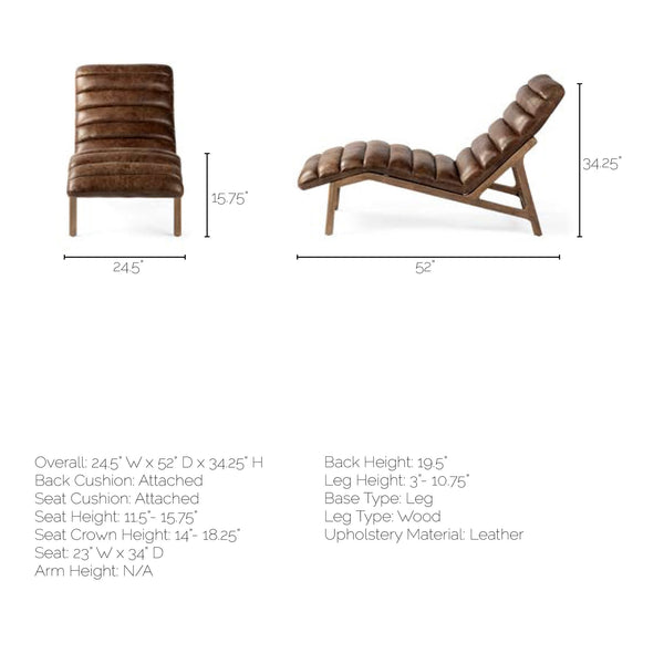 Whiskey Leather Chaise Lounge