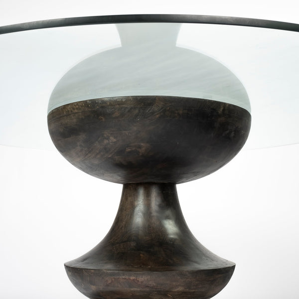 Modern Glass and Wood Scalloped Dining Table