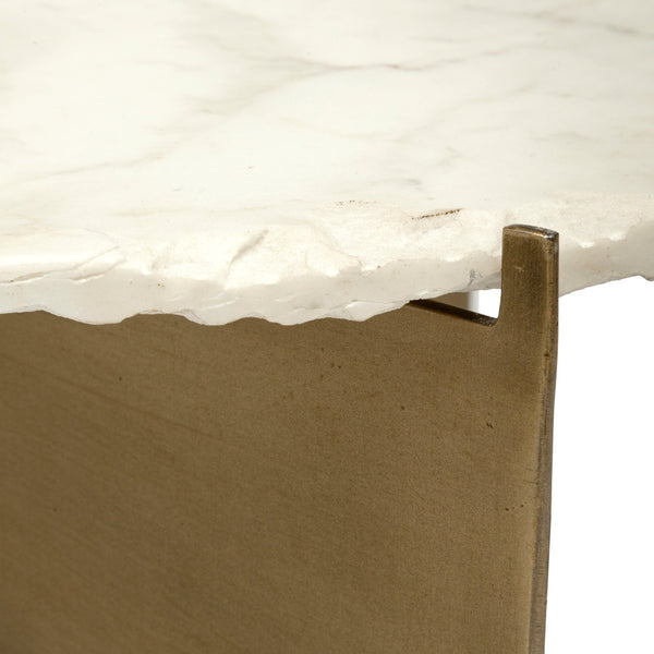 Brass and Marble Organic Form Coffee Table