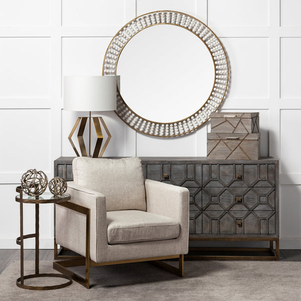 Geometric Wooden and Brass Sideboard