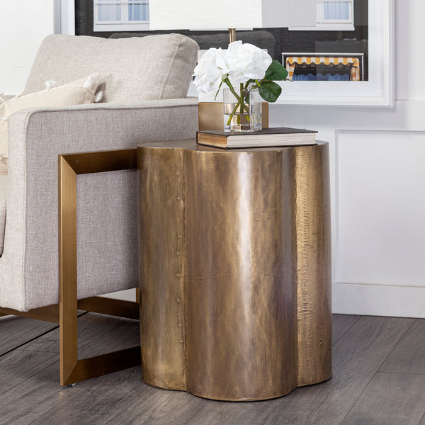 Antique Brass Finish Modern Side Table