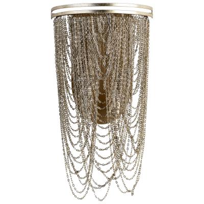 Aged Silver Leaf Draping Chain Sconce - CENTURIA