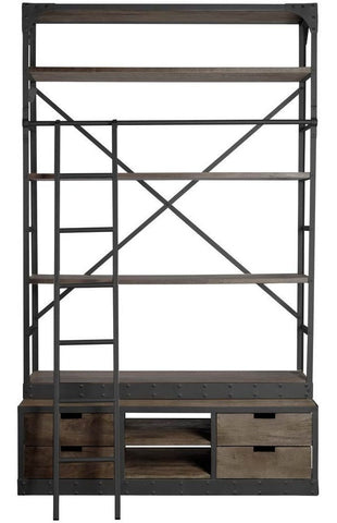 Classic Wooden Shelving Unit with Ladder - CENTURIA